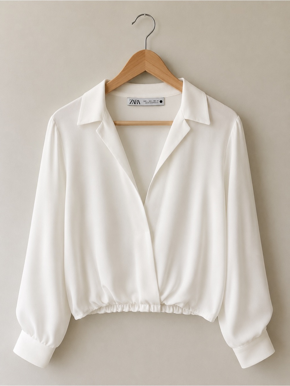 Zara Cream Cropped Blouse with Collar